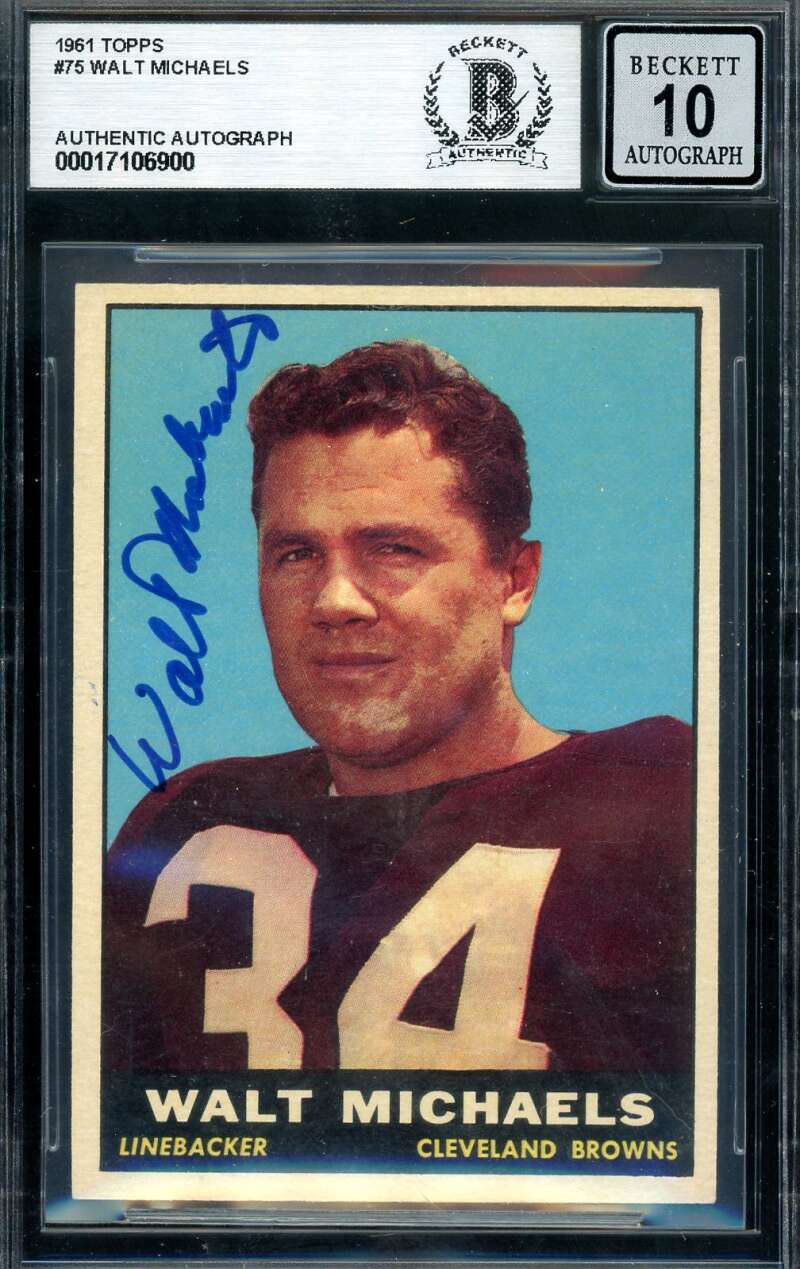 Walt Michaels Gem Mint 10 Beckett BAS Signed 1961 Topps Autograph