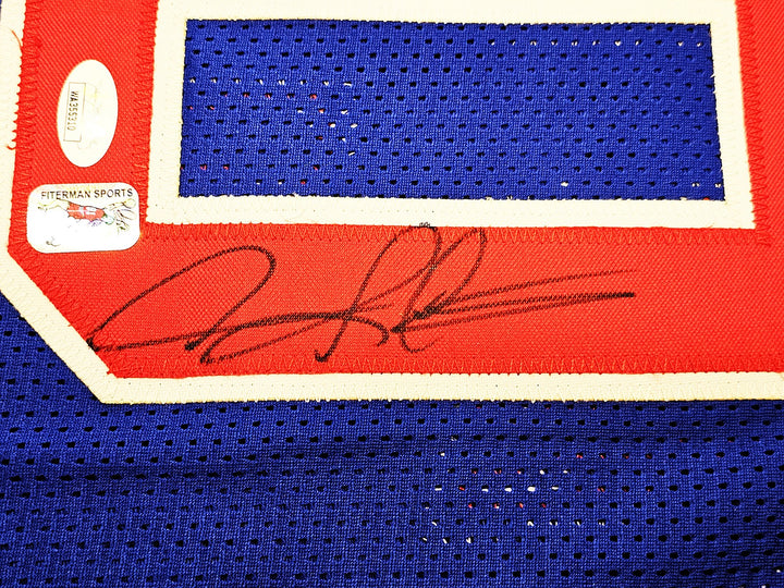 Detroit Pistons Dennis Rodman Autographed Signed Blue Jersey JSA