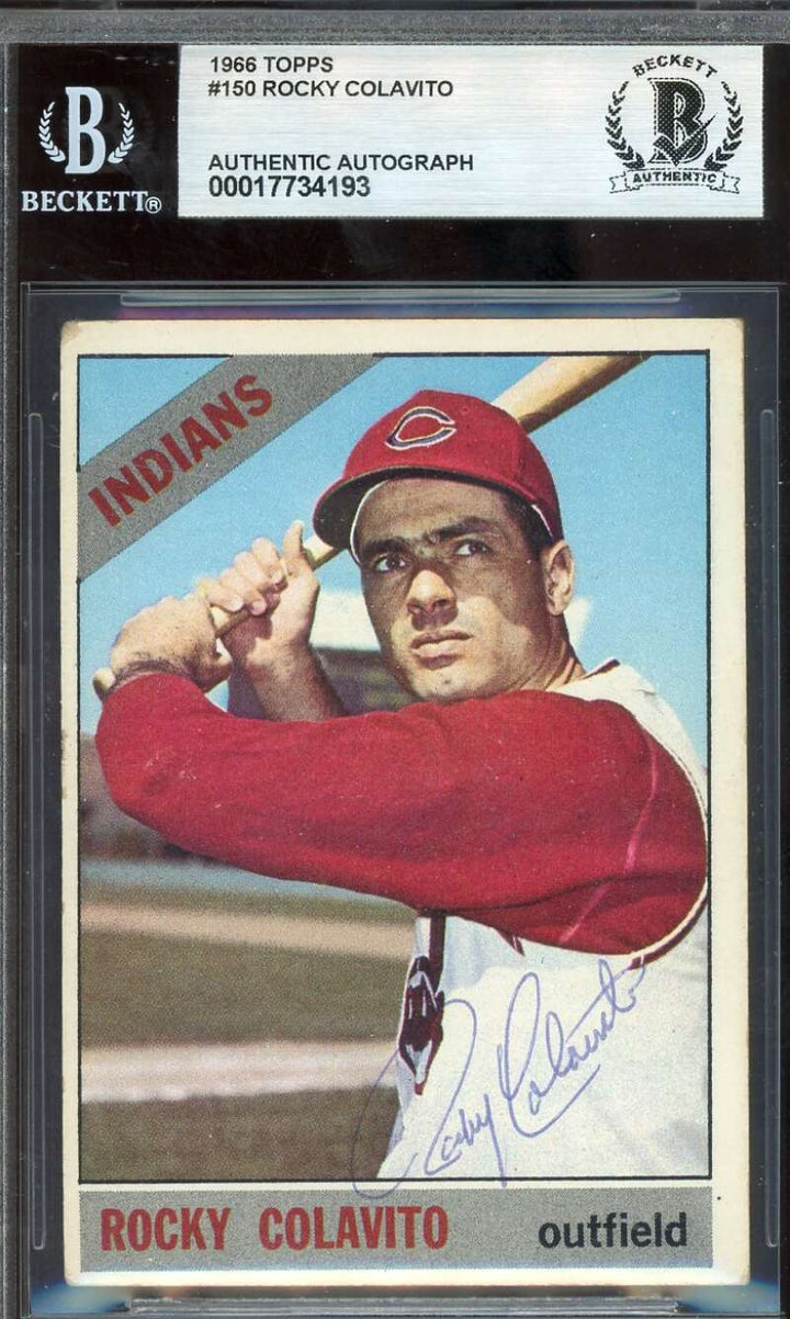 Rocky Colavito Beckett BAS Vintage Signed 1966 Topps Autograph