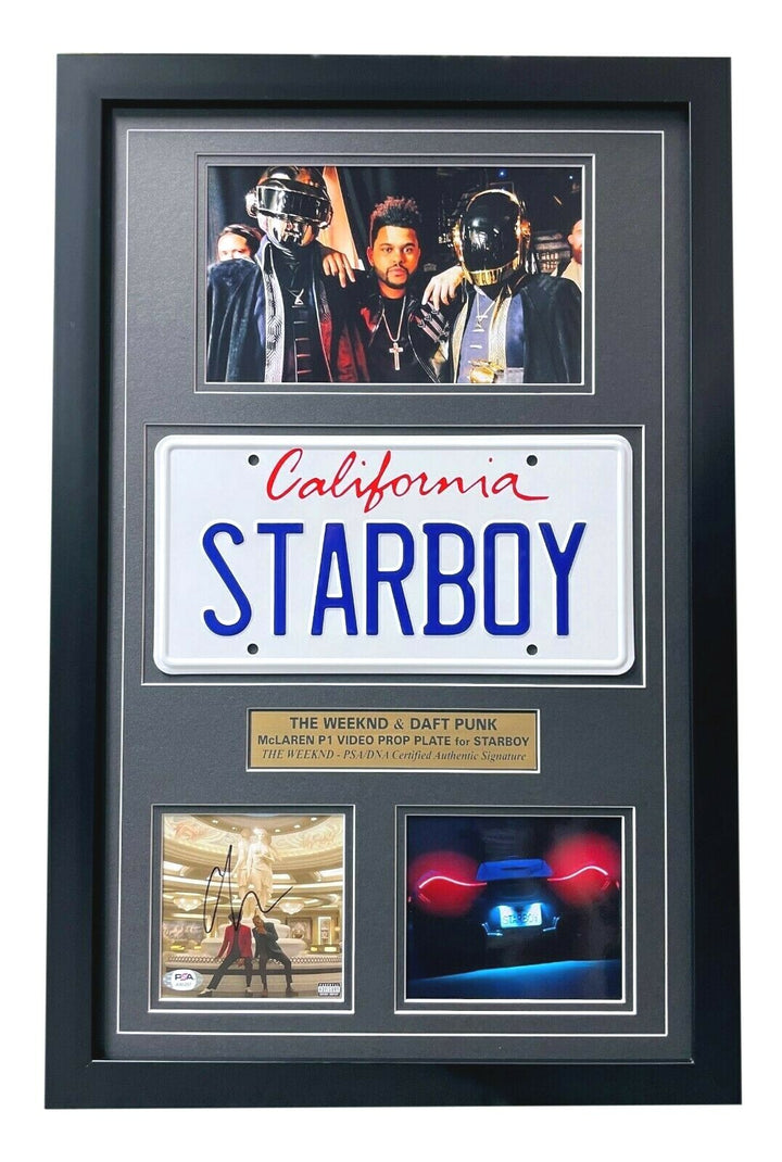The Weeknd "Starboy" Signed CD Album License Plate Framed Collage PSA COA Auto