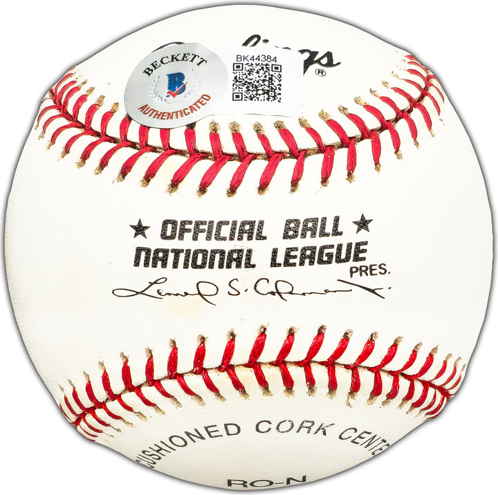 Jim Maloney Autographed Official NL Baseball Cincinnati Reds Beckett #BK44384