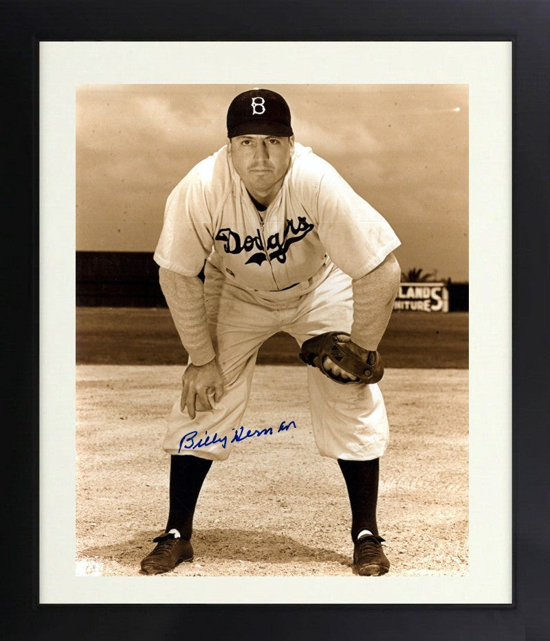 Billy Herman signed Brooklyn Dodgers MLB Sepia Tone 8x10 Photo Framed- COA (HOF)