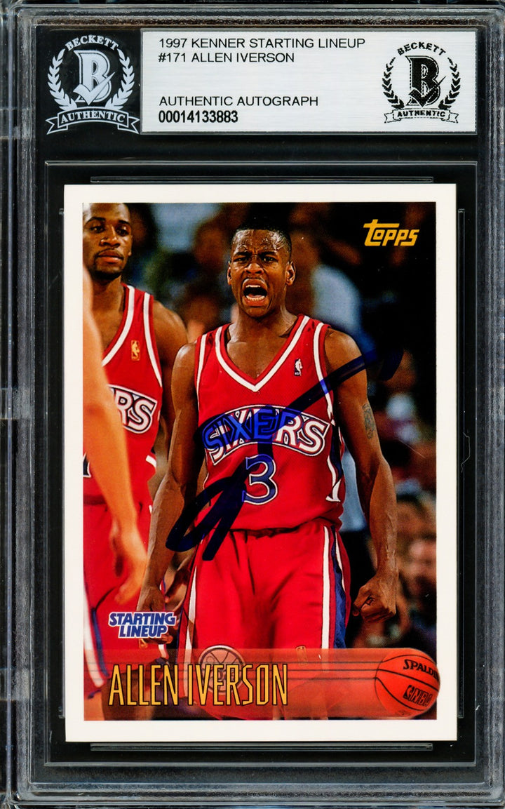 Allen Iverson Auto 1996-97 Topps Starting Lineup RC 171 76ers Beckett #14133883