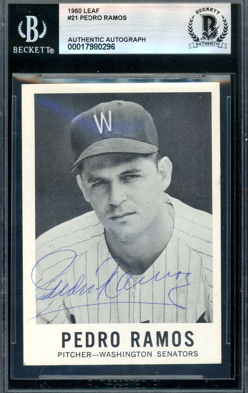 Pedro Ramos Beckett BAS Vintage Signed 1960 Leaf Autograph