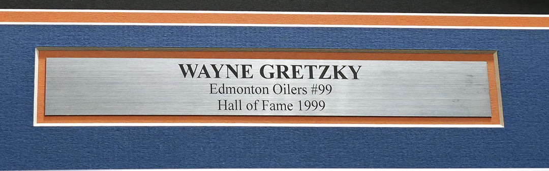 Edmonton Oilers Wayne Gretzky Signed Framed Blue & Orange Jersey Beckett BAS QR
