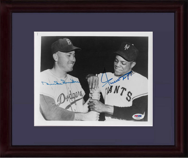 Willie Mays & Duke Snider signed 8x10 photo Mint Autograph Framed HOF PSA Loa