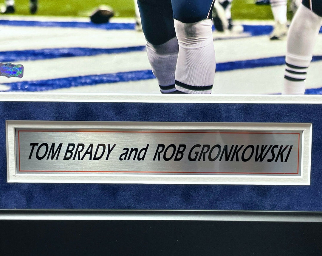 Tom Brady Rob Gronkowski Signed Patriots 16x20 Photo Framed Game Used Fanatics