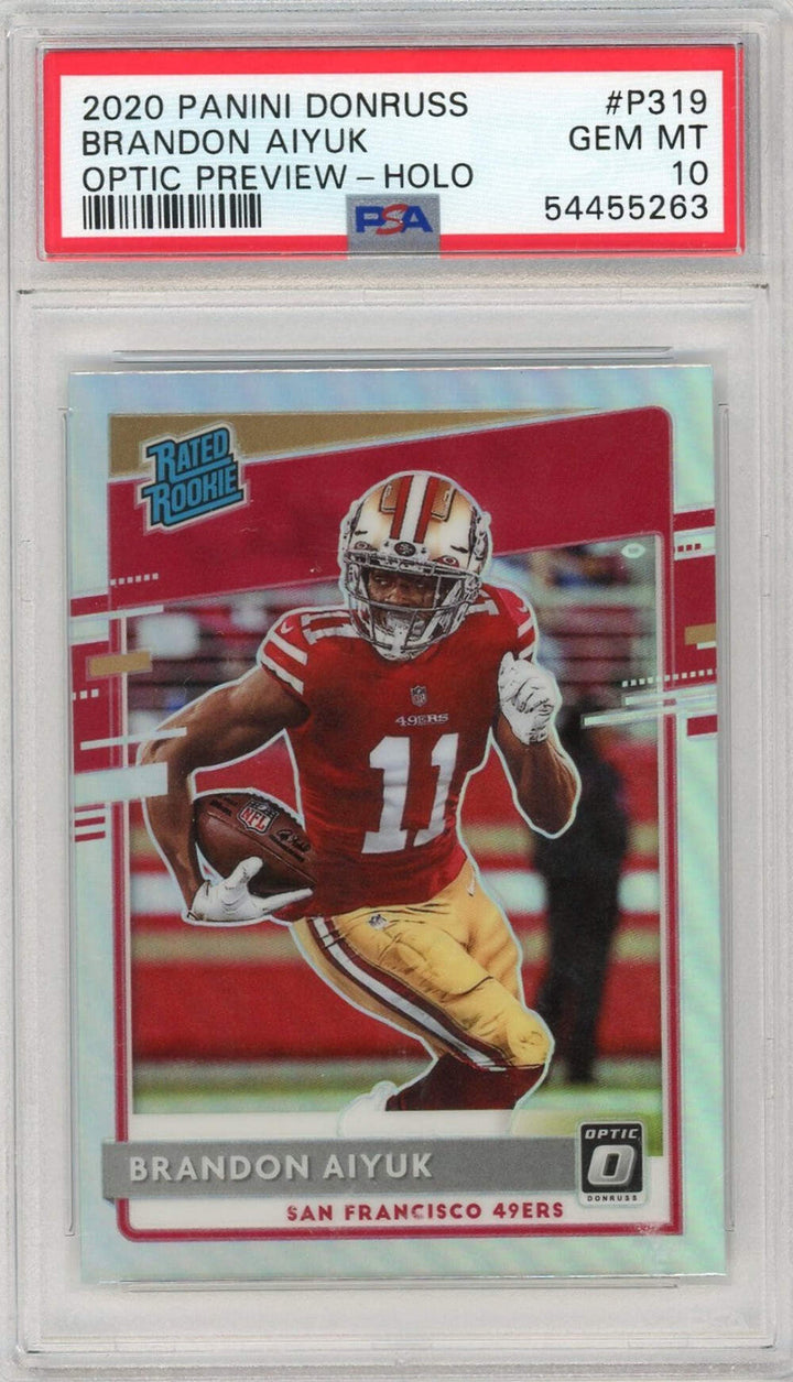 Graded 2020 Donruss Brandon Aiyuk #P319 Optic Preview Holo Football Card PSA 10