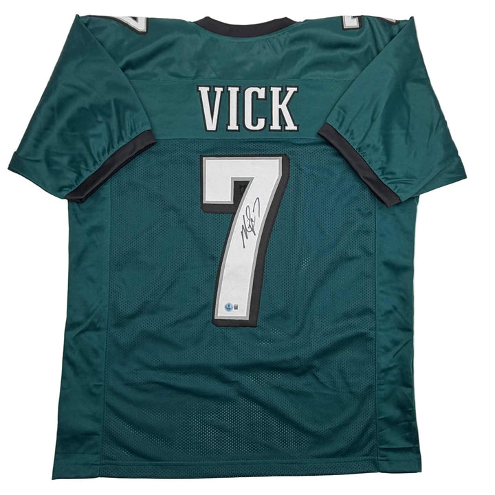 Autographed/Signed MICHAEL MIKE VICK Philadelphia Green Football Jersey PSA COA
