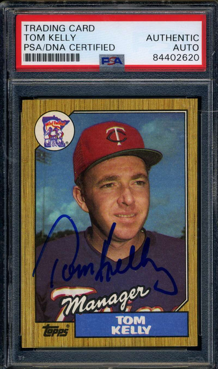 Tom Kelly PSA DNA Coa Signed 1987 Topps Rookie Autograph