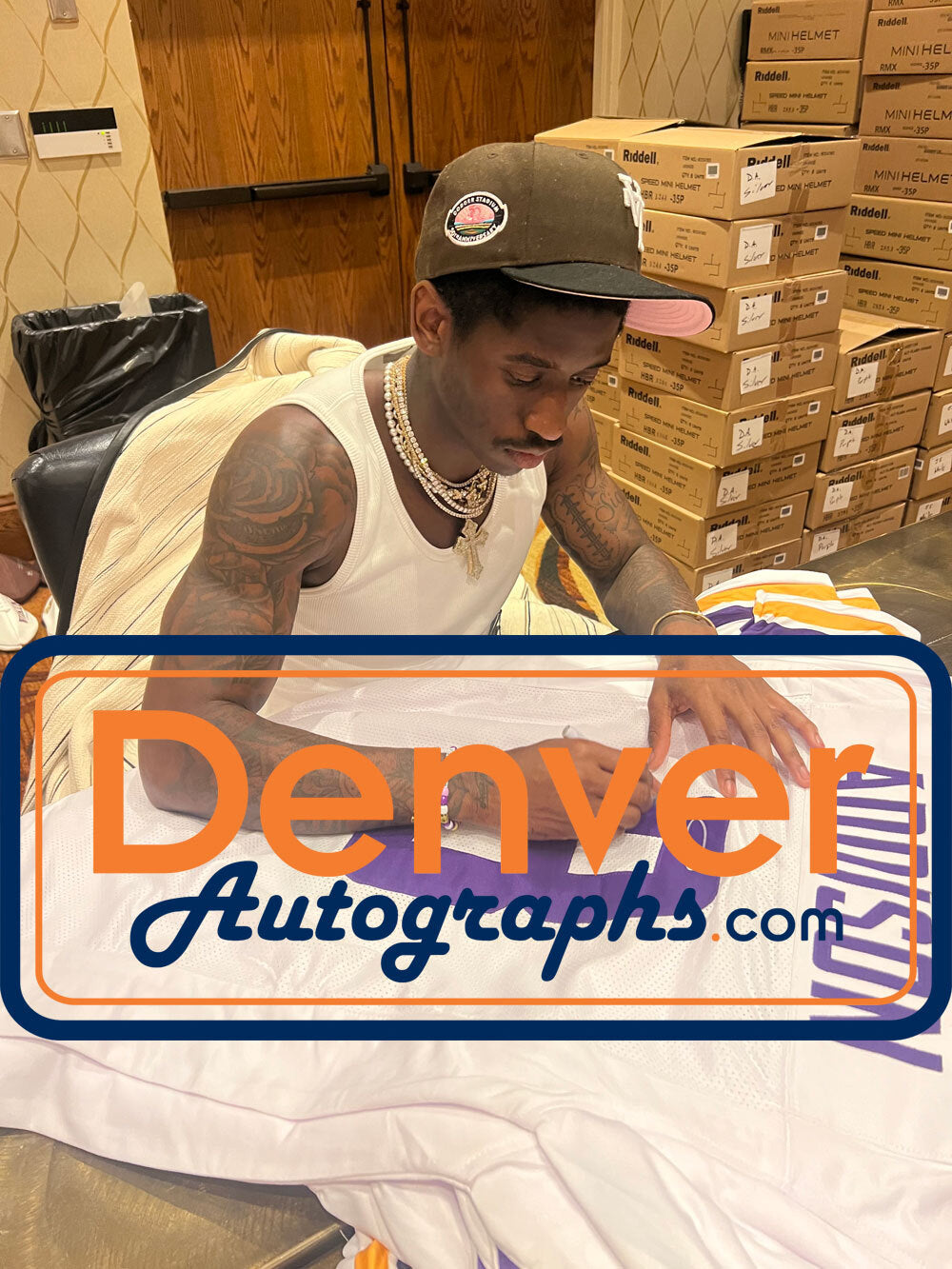 Jordan Addison Autographed/Signed Pro Style White XL Jersey Beckett 40947