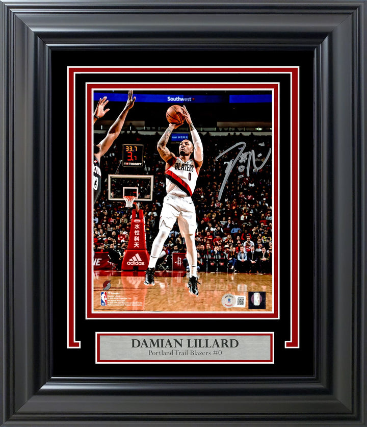 Damian Lillard Signed Framed 8x10 Photo Portland Trail Blazers BAS Witness