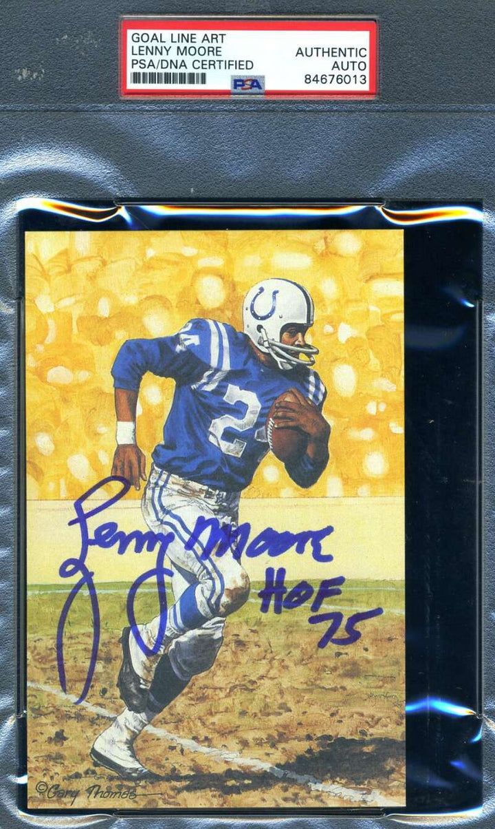 Lenny Moore PSA DNA Slabbed Signed Goal Line Art Card Autograph GLAC
