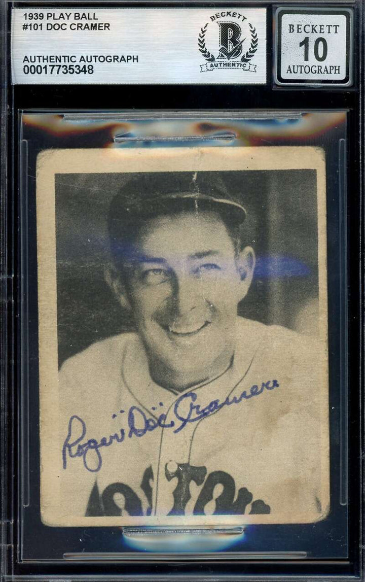 Doc Cramer Gem Mint 10 Beckett BAS Signed 1939 Play Ball Autograph