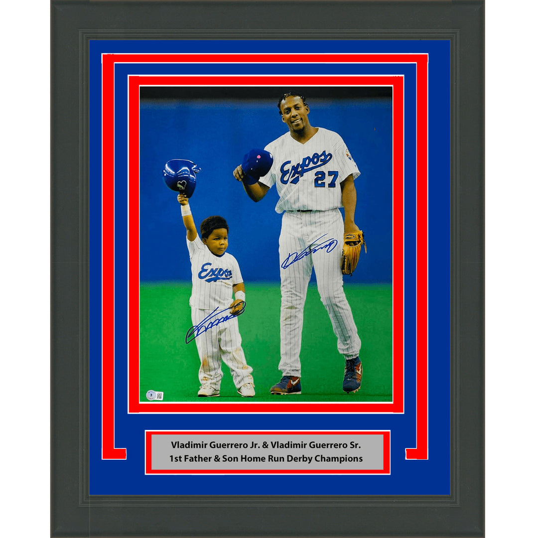 Framed Autographed Vladimir Vlad Guerrero Jr. & Sr. Montreal Expos 16x20