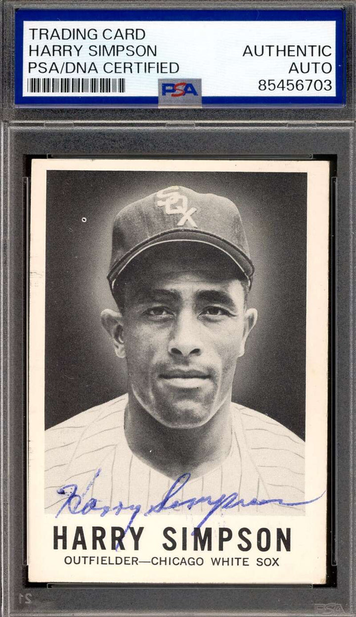 Harry Simpson PSA DNA Vintage Signed 1960 Leaf Key Card High Number Autograph