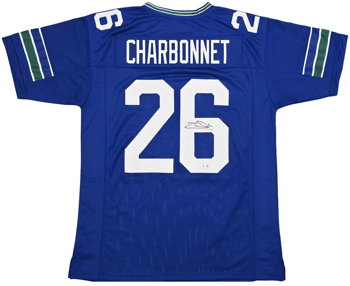 Seattle Seahawks Zach Charbonnet Signed Blue Throwback Jersey MCS Holo