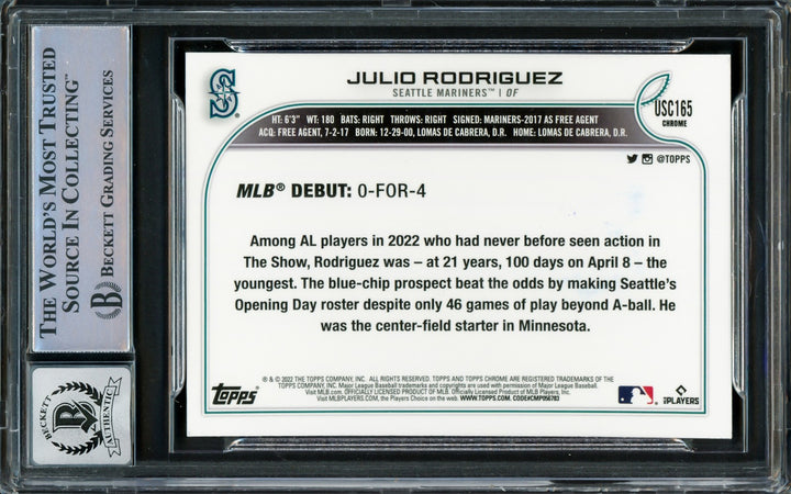 Julio Rodriguez Auto 2022 Topps Chrome Update Purple Refractor RC USC165 Sig 10