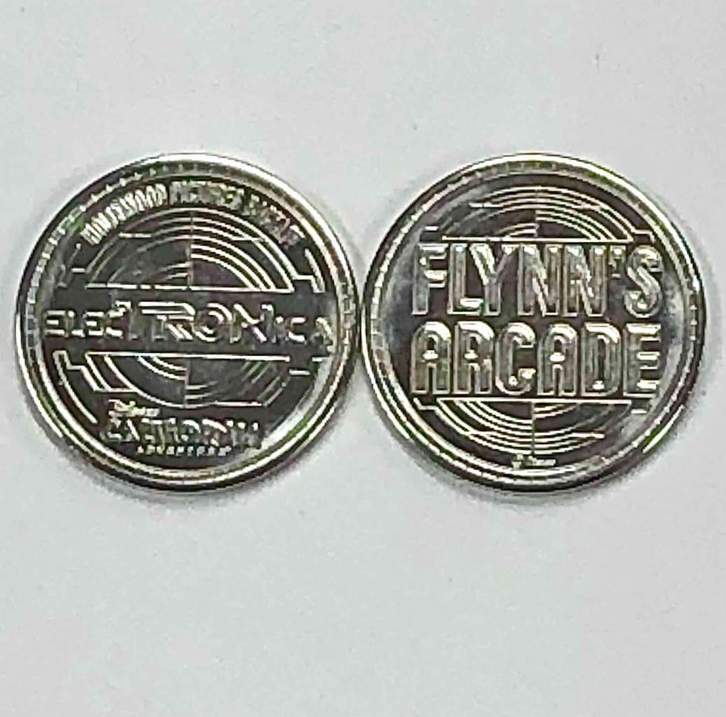 Flynn's Arcade Disneyland/DCA Tron elecTRONica silver colored Token Coin (new)