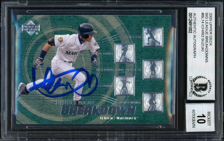 Ichiro Suzuki Auto Signed 2003 UD Big League Breakdown Card BL14 Auto 10 Beckett