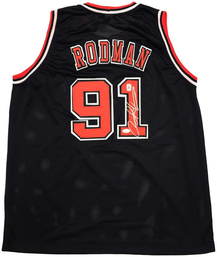 Chicago Bulls Dennis Rodman Autographed Signed Black Jersey JSA