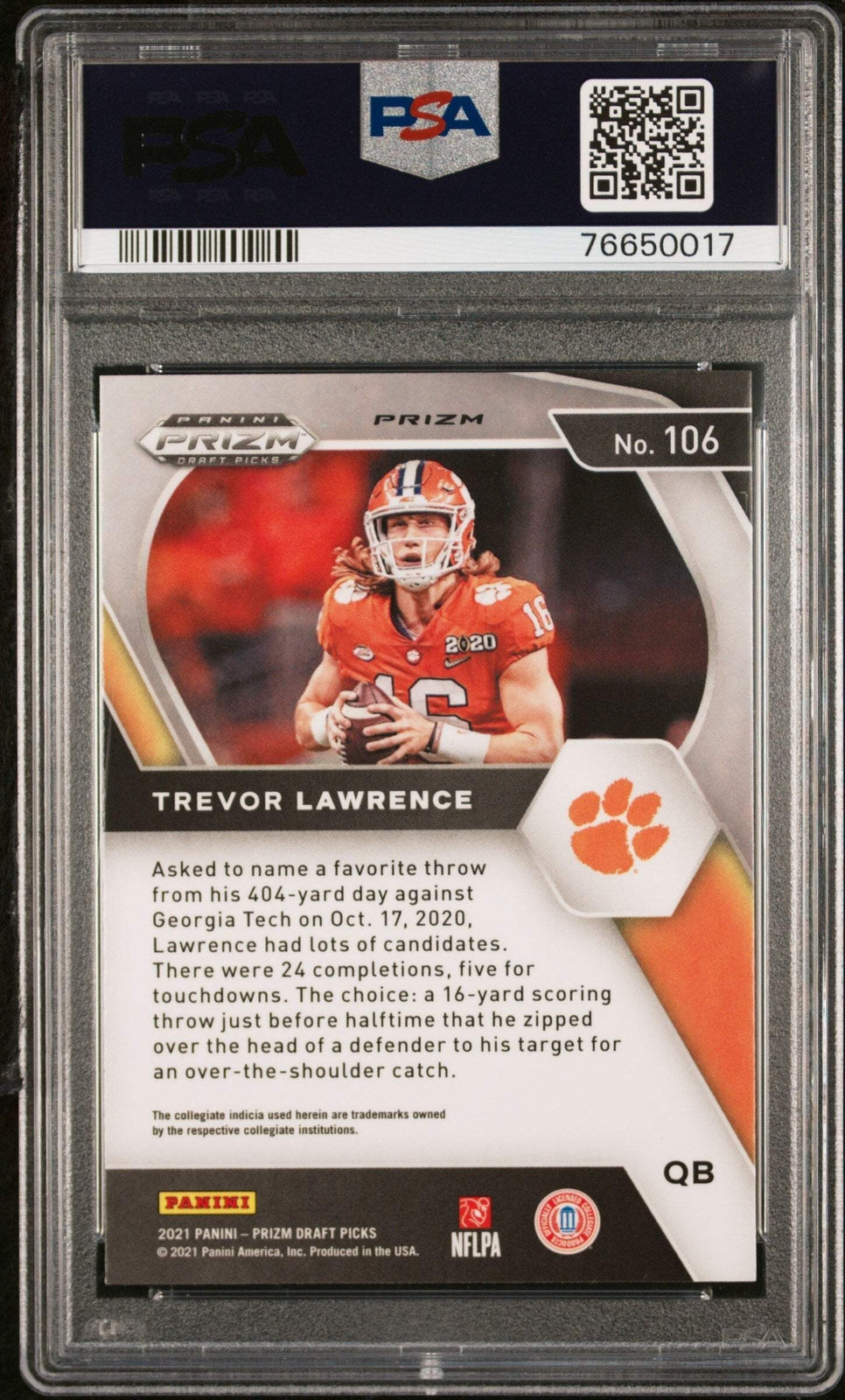 Graded 2021 Panini Prizm DP Trevor Lawrence #106 Orange Ice Football Card PSA 10
