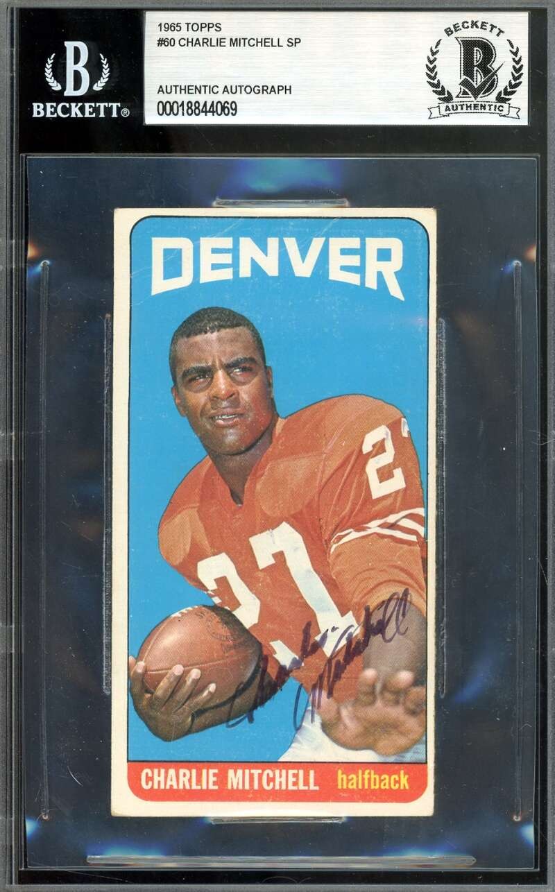 Charlie Mitchell Beckett BAS Signed 1965 Topps SP Autograph