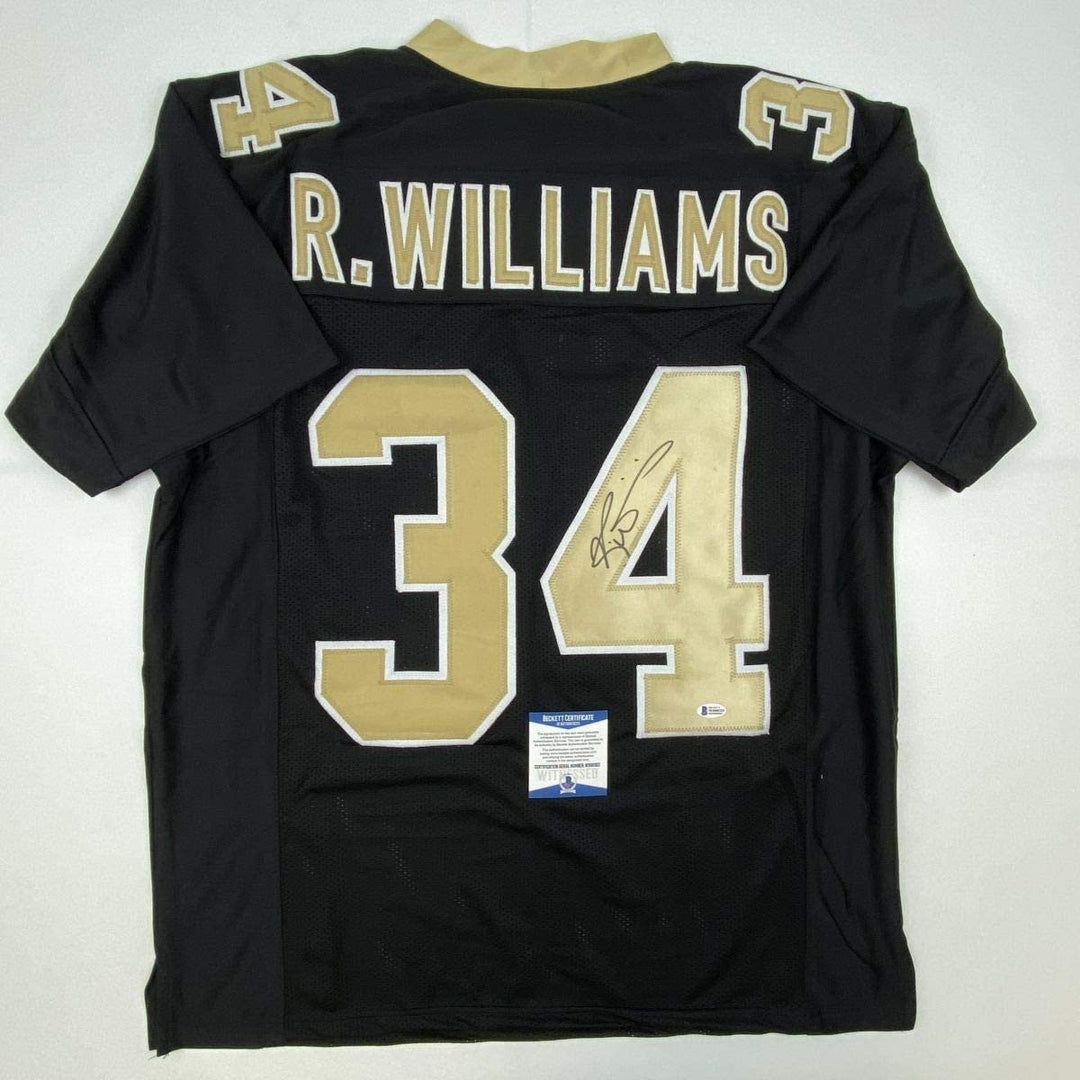 Autographed/Signed RICKY WILLIAMS New Orleans Black Jersey Beckett COA Auto