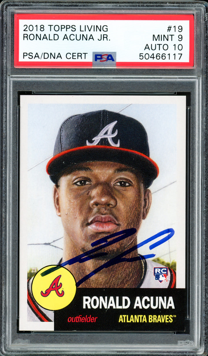 Ronald Acuna Jr. 2018 Topps Living RC PSA 9 Gem 10 Auto PSA/DNA 50466117