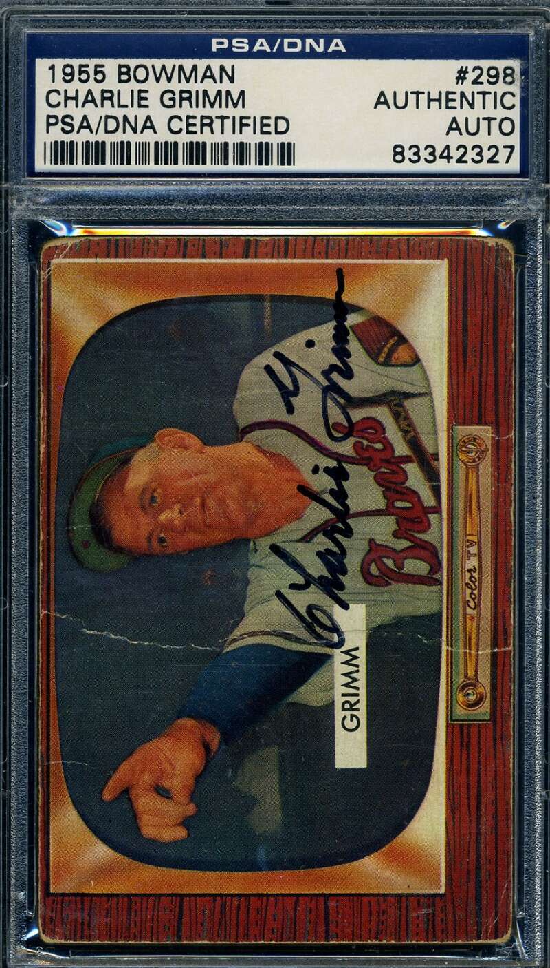 Charlie Grimm PSA DNA Signed 1955 Bowman Autograph