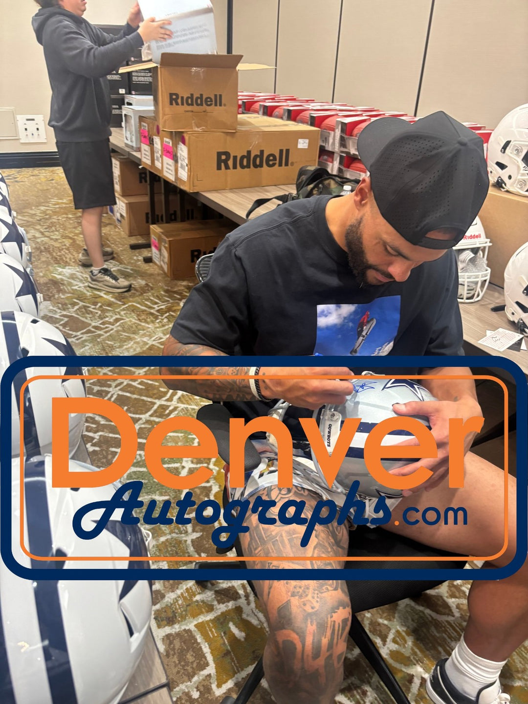 Dak Prescott Autographed/Signed Dallas Cowboys Authentic Helmet Beckett 56322