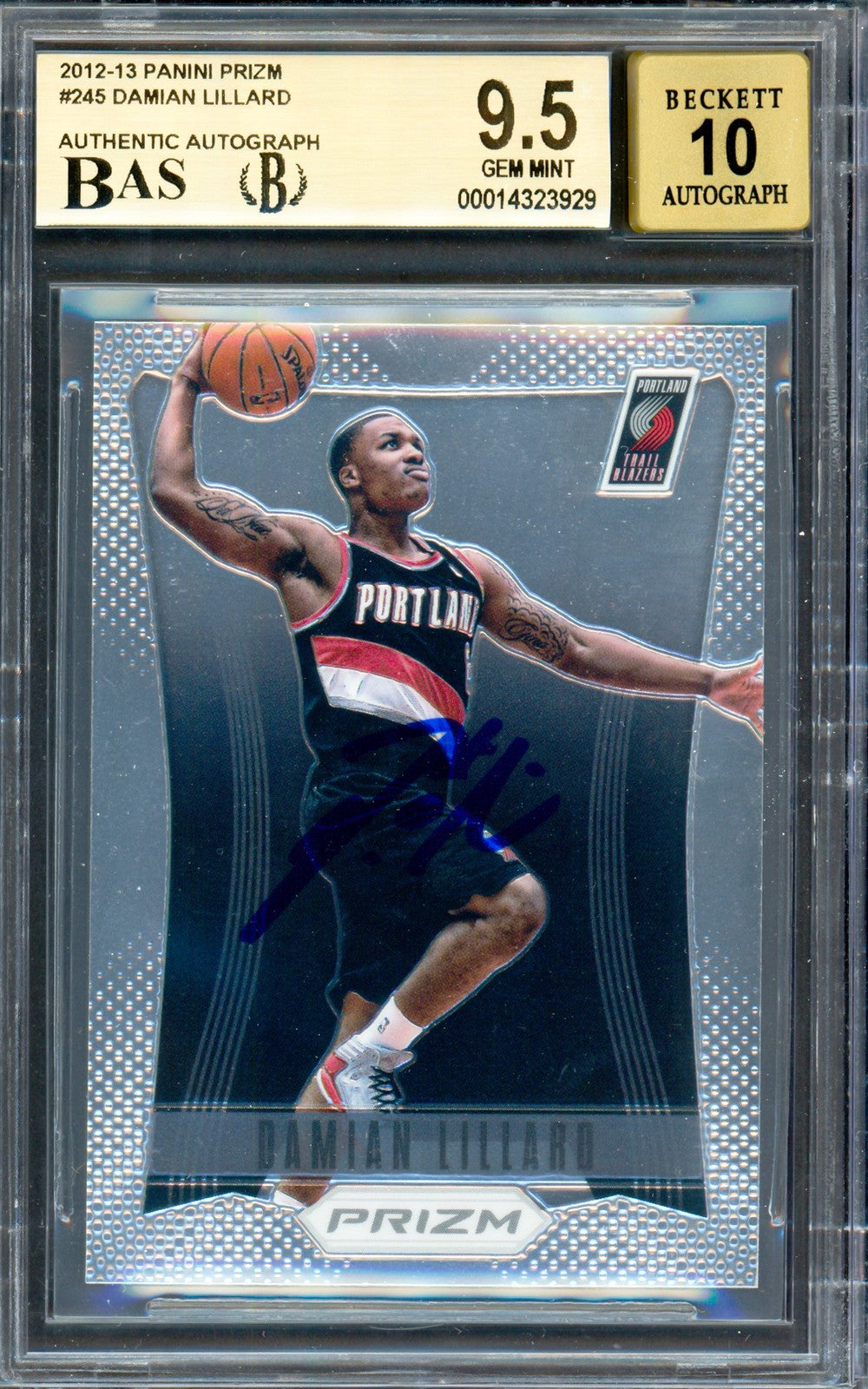 Damian Lillard Auto 2012-13 Panini Prizm RC #245 BGS 9.5 Sig 10 Beckett