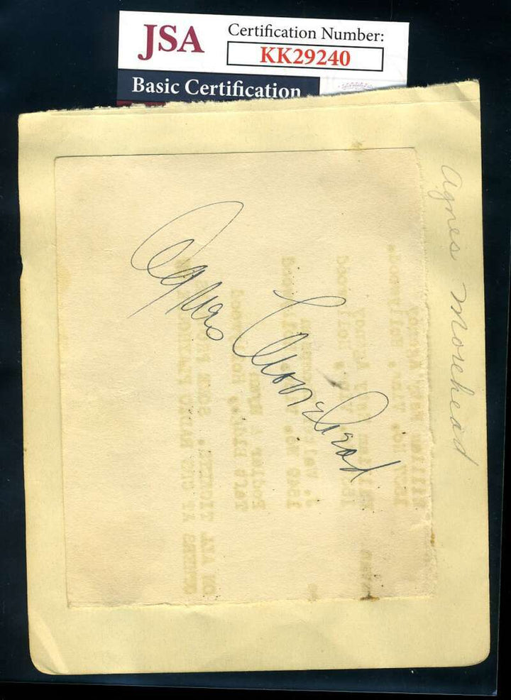 Agnes Moorehead JSA Coa Signed 1940`s Album Page Autograph