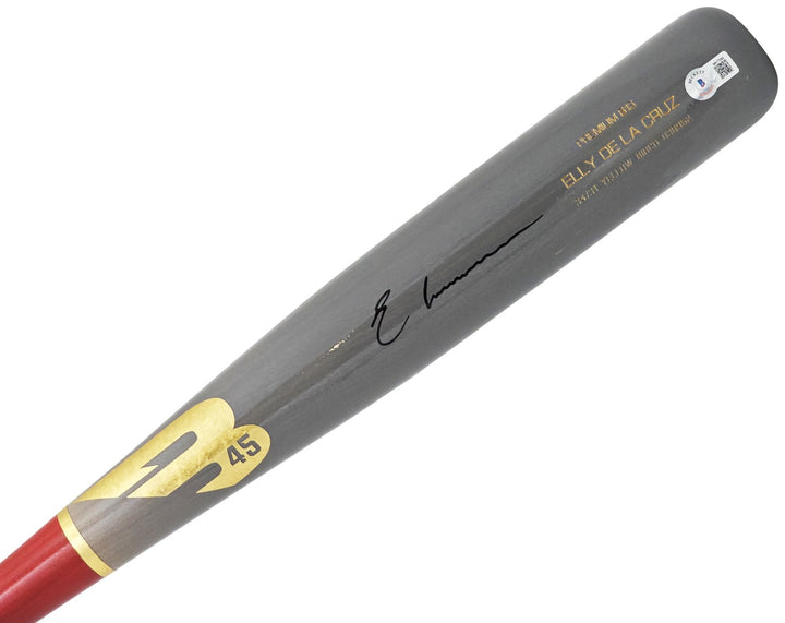 Elly De La Cruz Signed Gray B45 Player Model Bat Cincinnati Reds Beckett Witness