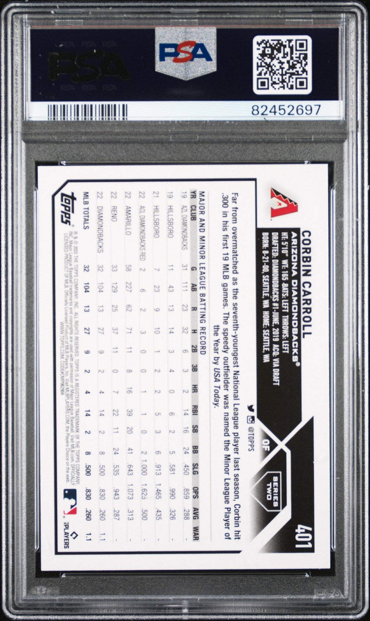 Graded 2023 Topps Corbin Carroll #401 Gold Star Rookie RC Baseball Card PSA 10