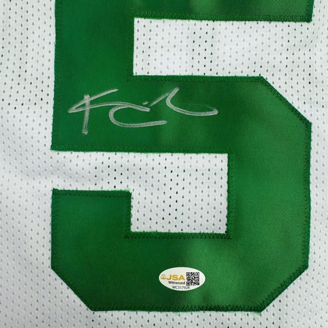 Framed Autographed/Signed Kevin Garnett 35x39 Boston White Jersey BAS COA