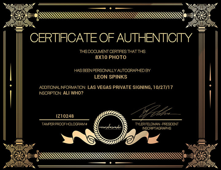 Leon Spinks Signed 8x10 Inscribed COA Inscriptagraphs Michael 8x Muhammad Ali