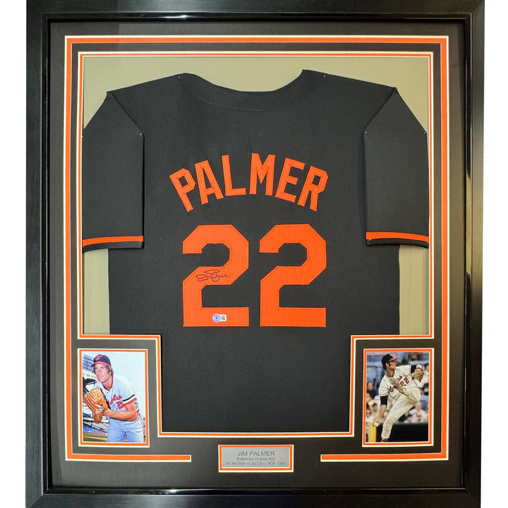 FRAMED Signed JIM PALMER 35x39 Baltimore Black Jersey JSA COA Auto