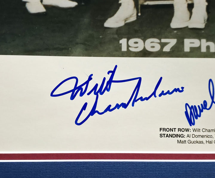 1967 76ers Team Auto Framed 16x20 Photo 12 Sigs Wilt Chamberlain Beckett AE31376