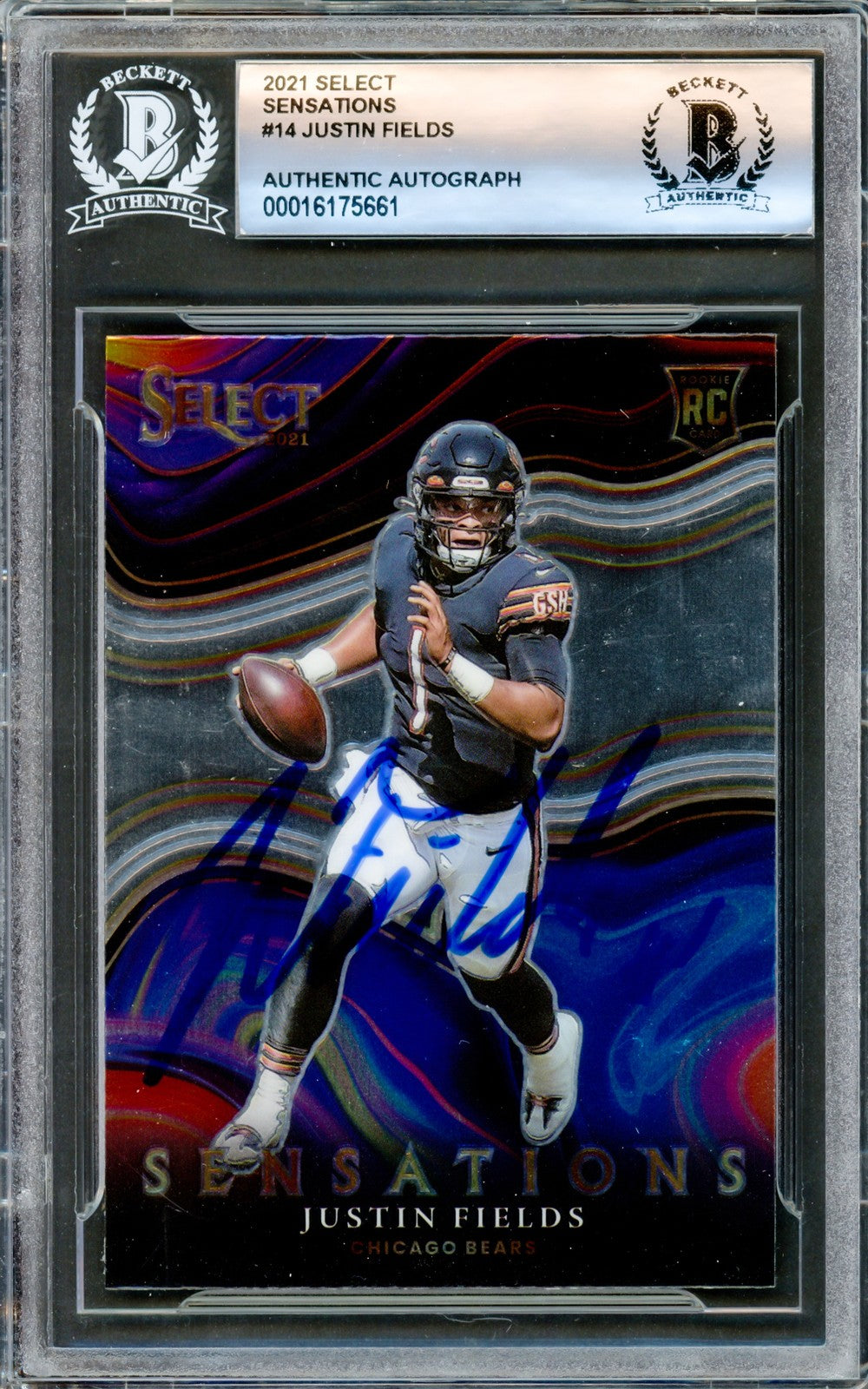 Justin Fields Signed 2021 Select Sensations RC #SEN-14 Chicago Bears Beckett