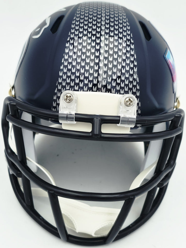 AJ Barner Auto Seahawks Blue SB LX Champions Logo Speed Mini Helmet Beckett Wit