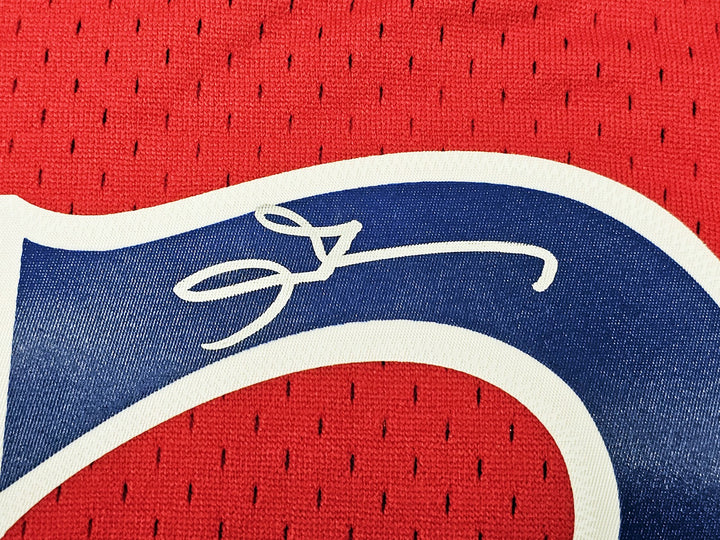 76ers Allen Iverson Auto Red AUTH Mitchell Ness 96 HWC Swingman Jersey XXL BAS