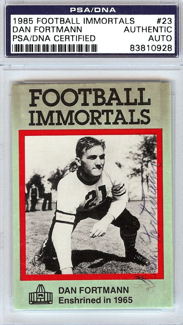 Dan Fortmann Signed 1985 Football Immortals Card 23 Bears PSA/DNA