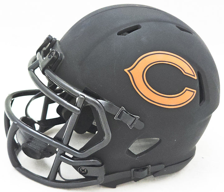 Justin Fields Auto Signed Chicago Bears Eclipse Black Speed Mini Helmet Beckett