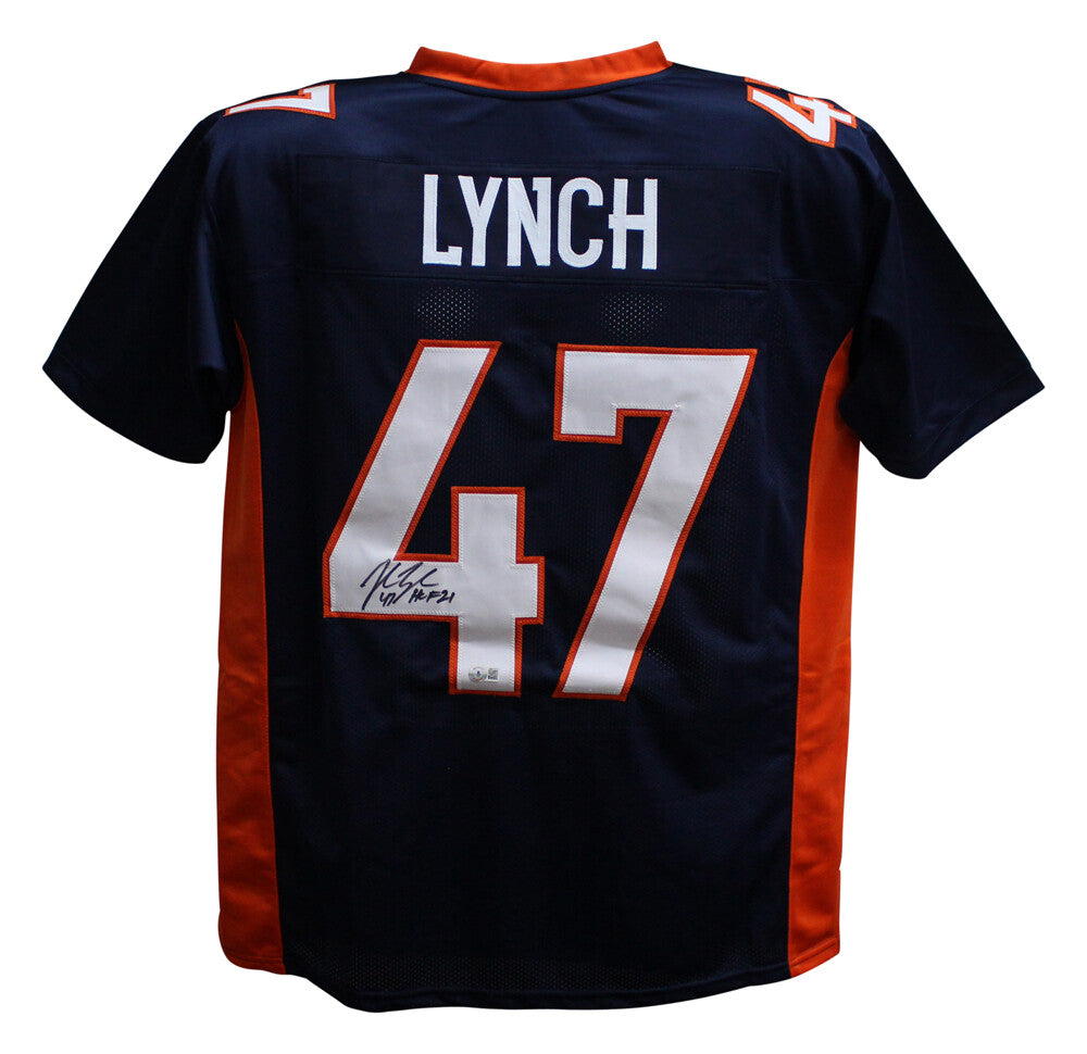 John Lynch Autographed/Signed Pro Style Blue XL Jersey HOF Beckett 34806