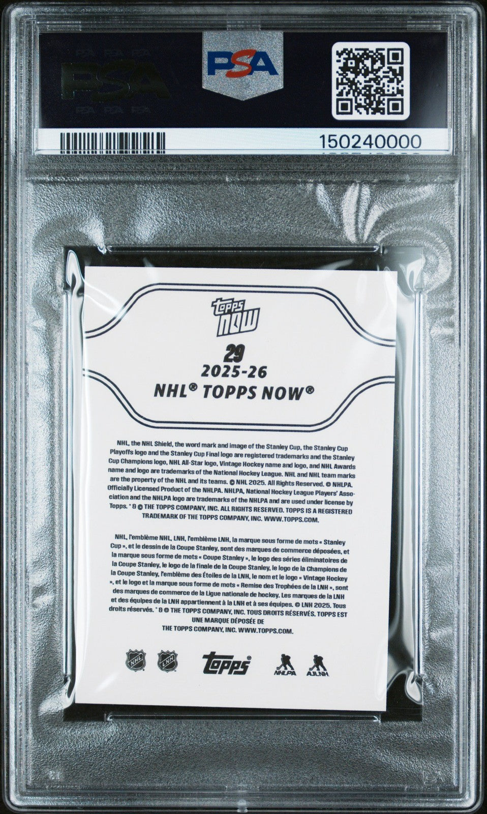 Graded 2025 Topps Now Alex Ovechkin #29 Hockey Card PSA 10 Gem Mint
