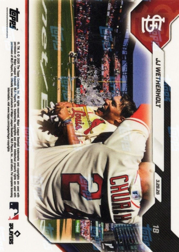 2026 Topps Now JJ Wetherholt #18 Gold Foil /50 Rookie RC Baseball Card