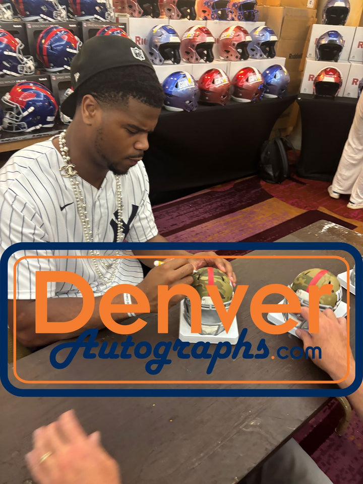 Abdul Carter Autographed New York Giants Camo Mini Helmet Beckett Witness 51265