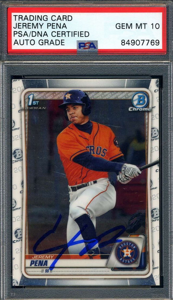 Jeremy Pena Gem Mint 10 PSA DNA Signed 2020 Bowman First Chrome Rookie Autograph