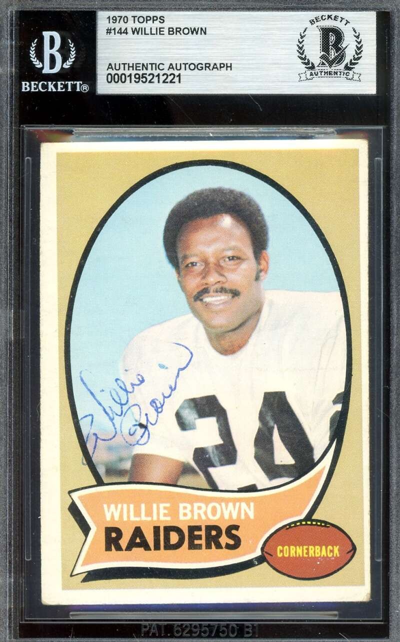 Willie Brown Beckett BAS Vintage Signed 1970 Topps Autograph Raiders